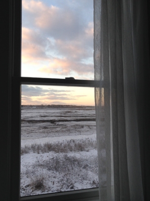 My Studio Today_View from my window_sunrise_winter on cape cod 02-04-2014